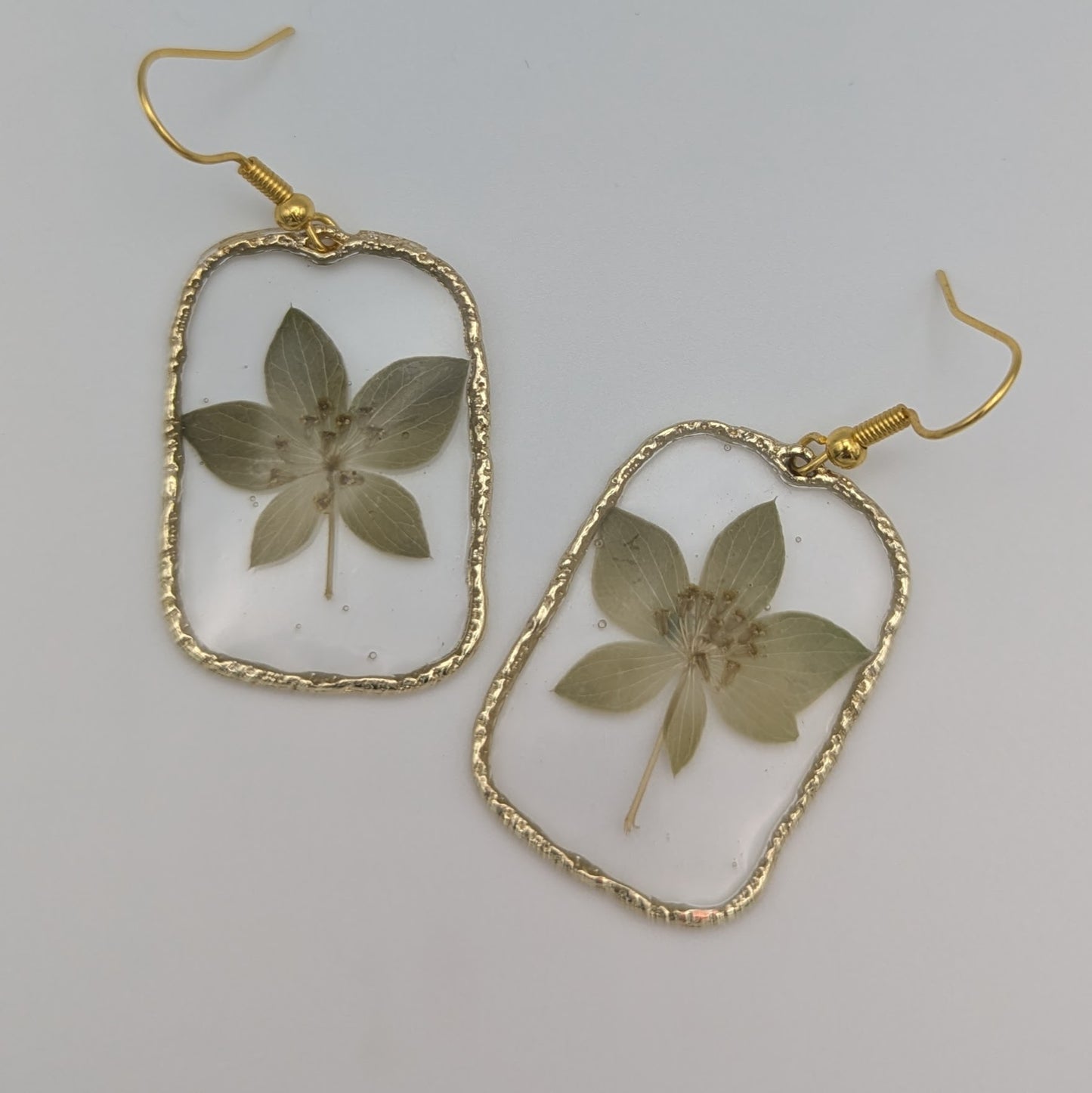 Golden Rectangle with Leaves Earrings